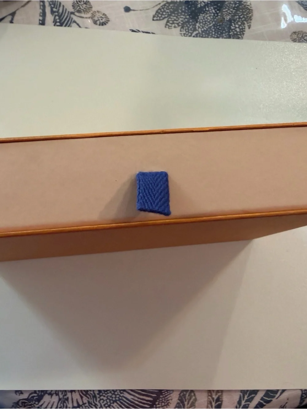 Louis Vuitton Orange Box with Navy Logo and Cream Dust Bag